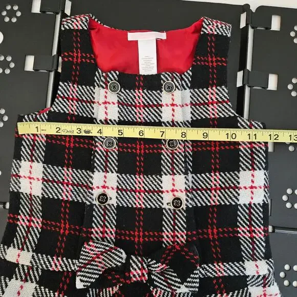 Janie and Jack Wool Blend Red Black Plaid Tartan Winter Holiday DressKid's 2T
